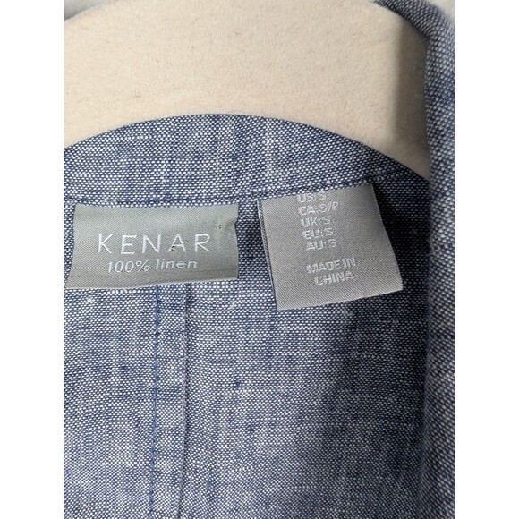 Kenar Blazer Womens Small Blue Linen Two Button Jacket - Picture 3 of 8